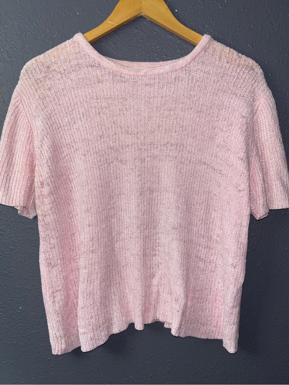 BROOKS BROTHERS Short-Sleeve Knit Sweater in Blush Pink